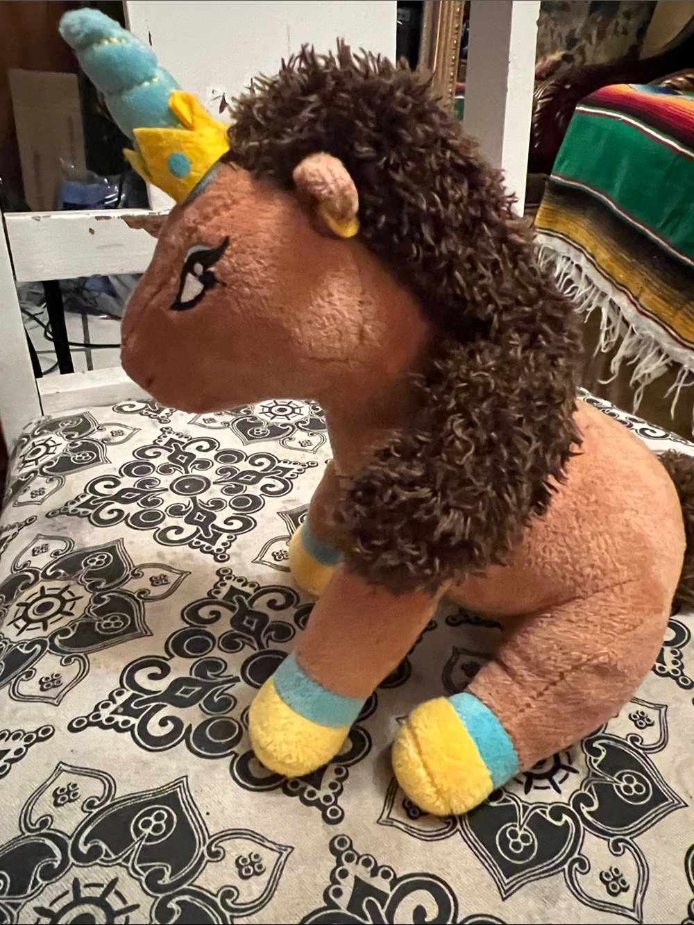 Source Unknown Brown Unicorn Plush with Yellow & Blue Accents‎